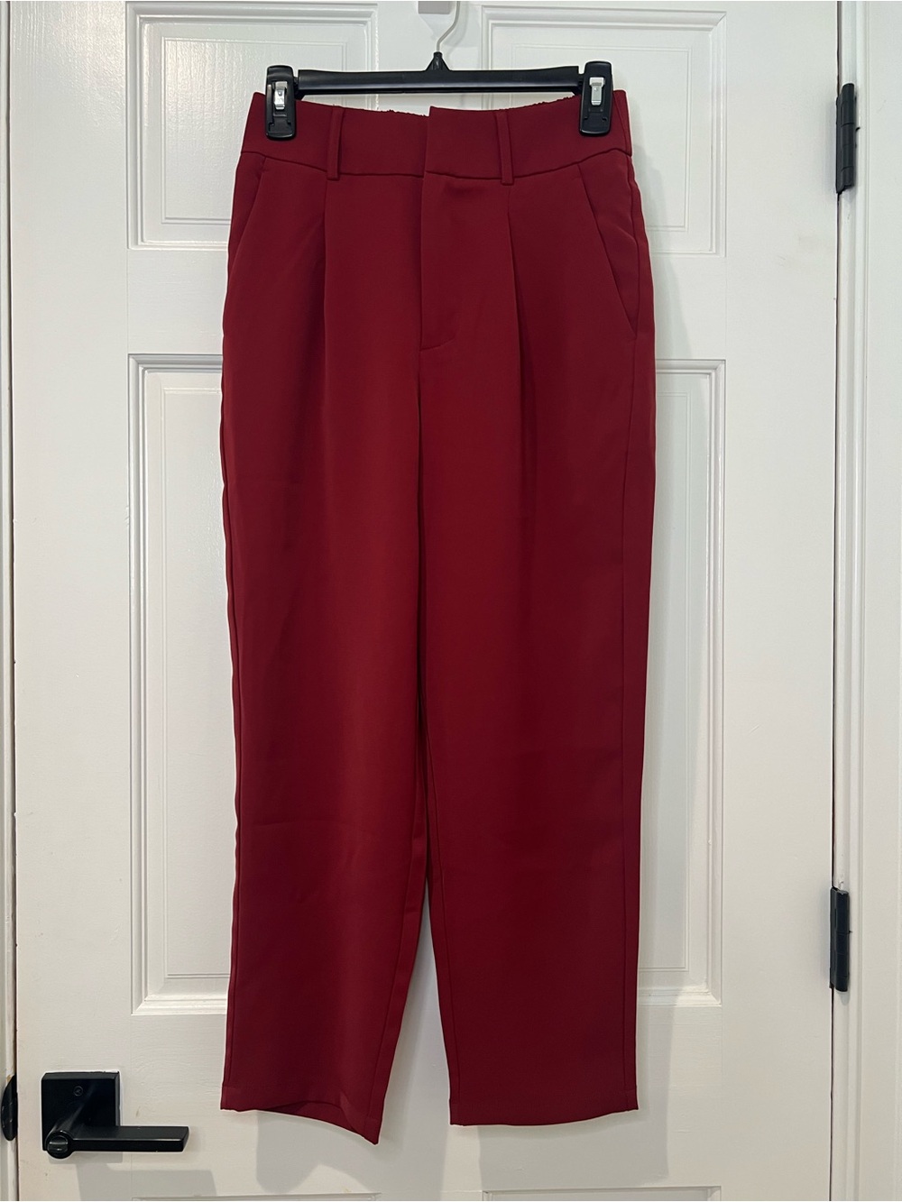 Halara Dress Pants in Deep Red Burgundy - Smart Pleated Front
